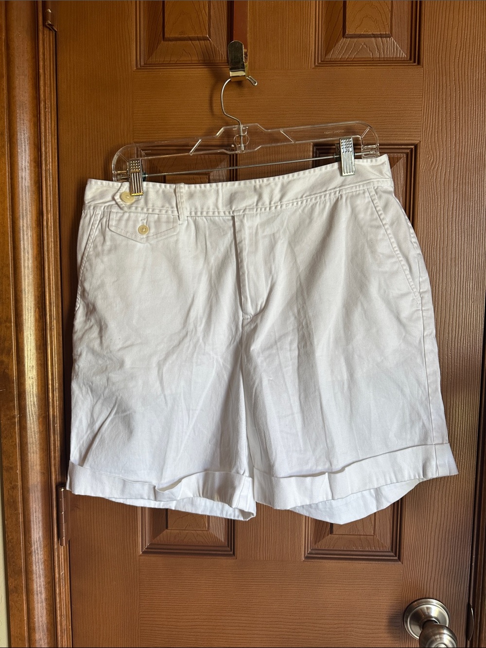 Lauren Ralph Lauren Classic White Cuffed Cotton Shorts, size 12